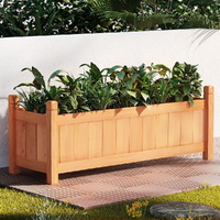 Green Fingers Garden Bed 90x30x33cm Wooden Planter Box Raised Container Growing