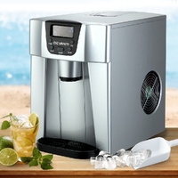 Devanti 2L Portable Ice Cuber Maker &amp; Water Dispenser - Silver