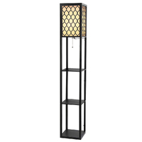 Artiss Floor Lamp 3 Tier Shelf Storage LED Light Stand Home Room Pattern Black