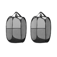 Artiss 2X Laundry Basket Hamper Foldable Black