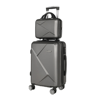 Wanderlite 2pc Luggage 12" 20" Trolley Travel Suitcase Storage Carry On TSA Lock Dark Grey