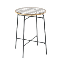 Gardeon Outdoor Bar Table Wicker Dining Bistro Patio Balcony Glass Table Steel