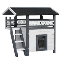 i.Pet Cat House Outdoor Shelter 77cm x 50cm x 73cm Rabbit Hutch Wooden Condo Small Dog Enclosure