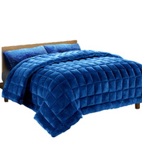 Giselle Bedding Faux Mink Quilt King Size Navy