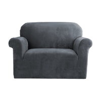 Artiss Sofa Cover Couch Covers 1 Seater Velvet Grey