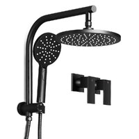 Cefito 9&#39;&#39; Rain Shower Head Set Handheld Round High Pressure Twins Tap Black