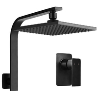 Cefito 8&#39;&#39; Rain Shower Head Wall Arm Square High Pressure Mixer Tap Black