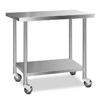 Cefito 1219x610mm Stainless Steel Kitchen Bench with Wheels 304
