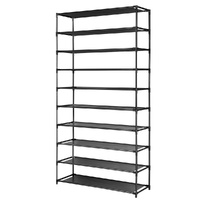 Artiss Shoe Rack 10-Tier (50 Pair) Shoes Organiser DIY Stackable Organizer Storage Shelf Stand Holder Portable Wardrobe Black