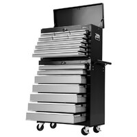 Giantz 17 Drawers Tool Box Trolley Chest Cabinet Cart Garage Mechanic Toolbox Black and Grey