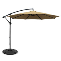 Instahut 3m Outdoor Umbrella w/Base Cantilever Beach Garden Patio Beige