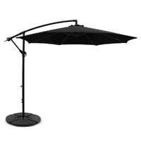 Instahut 3m Outdoor Umbrella w/Base Cantilever Beach Garden Patio Black