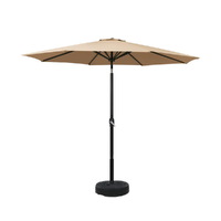 Instahut 2.7m Outdoor Umbrella w/Base Pole Stand Garden Sun Beige