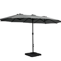 Instahut 4.57m Outdoor Umbrella w/Base Stand Beach Pole Garden Tilt Charcoal