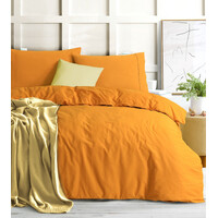 Elan Linen 100% Egyptian Cotton Vintage Washed 500TC Mustard Double Quilt Cover Set