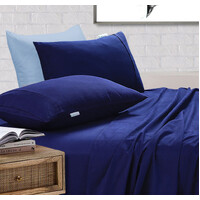 Elan Linen 100% Egyptian Cotton Vintage Washed 500TC Navy Blue King Single Bed Sheets Set