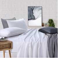 Elan Linen 100% Egyptian Cotton Vintage Washed 500TC White 50 cm deep Mega King Bed Sheets Set