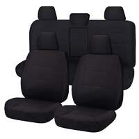 Seat Covers for TOYOTA HILUX 08/2015 - ON DUAL CAB UTILITY FR 40/60 SPLIT BASE WITH A/REST BLACK CHALLENGER