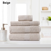 Royal Comfort 4 Piece Cotton Bamboo Towel Set 450GSM Luxurious Absorbent Plush Beige