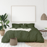 Balmain 1000 Thread Count Hotel Grade Bamboo Cotton Quilt Cover Pillowcases Set - King - Olive