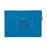 Balmain 1000 Thread Count Hotel Grade Bamboo Cotton Quilt Cover Pillowcases Set - Queen - Mineral Blue
