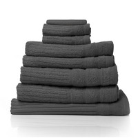 Royal Comfort Eden Egyptian Cotton 600GSM 8 Piece Luxury Bath Towels Set - Granite