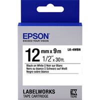 EPSON TAPE STANDARD 12MM BLACK WHITE 9 METRES FOR LABELWORKS LW-300 LW-400