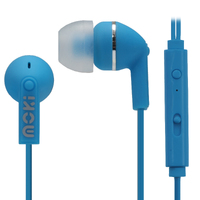 MOKI Noise Isolation Earbuds with microphone &amp; control - BLUE