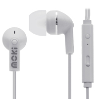 Moki Noise Isolation Earbuds with microphone & control - WHITE