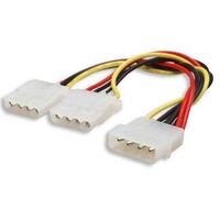 ASTROTEK Internal Power Molex Cable 20cm - 5.25&#39; 4 pins Male to 2x 5.25&#39; 4 pins Female 18AWG RoHS
