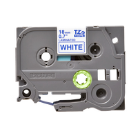 Brother 3/4" 18 mm Blue on White TZe P-Touch Tape for Brother PT-1900, PT1900 Label Maker.