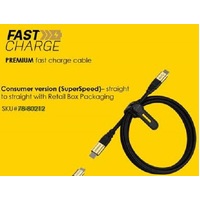 OTTERBOX USB 3.2 GEN 1 CABLE STRAIGHT-TO-STRAIGHT BLACK SHIMMER - USB-C TO USB- C, PREMIUM FAST CHARGE CABLE