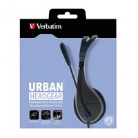 Verbatim Multimedia Headset with Microphone - Wide Frequency Stereo, 40mm Drivers, Comfortable Ergonomic Fit, Adjustable, Built-in, omni-directional