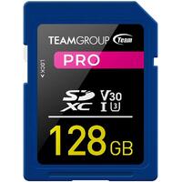 TEAMGROUP PRO 128GB UHS-I/U3 SDXC Memory Card U3 V30 4K UHD Read Speed up to 100MB/s
