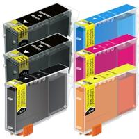BCI-3 Black / Bci-6 Colours Compatible Inkjet Cartridge Set 6 Ink Cartridges