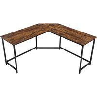 L-Shaped Computer Desk, Rustic Brown and Black