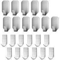 23 Pieces Stainless Steel Waterproof Self Adhesive Dual Wall Hooks for Bathroom, Bedroom and Kitchen