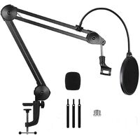 Heavy Duty Microphone Arm Microphone Stand Suspension Scissor Boom Stands with 6" Pop Filter and Cable Ties for Recording