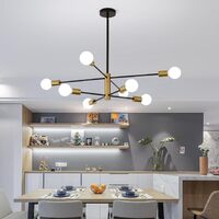 Sputnik Chandelier Modern Industrial, 8-Light , Black &amp; Gold