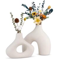 Ceramic Set of 2 Modern White Vases for Home D�cor