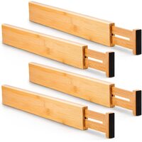 4 Pack Bamboo Adjustable Kitchen Drawer Dividers (Large, 44-55 cm)