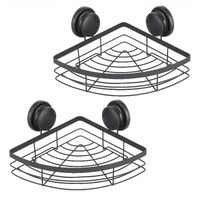 2 Pack Round Corner Shower Caddy Shelf Basket Rack with Premium Vacuum Suction Cup No-Drilling for Bathroom and Kitchen