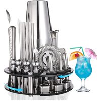 35 Pieces Cocktail Shaker Set Bartender Kit with Rotating 360 Display Stand and Professional Bar Set Tools