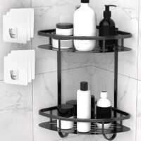 2 Pack Aluminum Adhesive Shower Caddy Corner Shelf Storage Rack for Bathroom