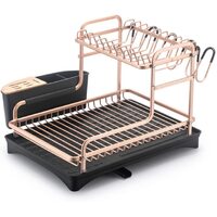 Aluminum Dish Drying Rack with Removable Cutlery Holder and Cup Holder