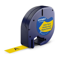 Dymo LT Plastic 12mm x 4m Yell - for use in Dymo Printer