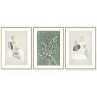 Wall Art 50cmx70cm Abstract body and leaves 3 Sets Gold Frame Canvas