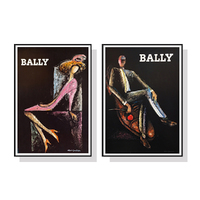 Wall Art 50cmx70cm Bally Man &amp; Woman 2 Sets Black Frame Canvas