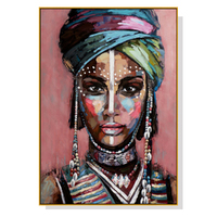 Wall Art 50cmx70cm African woman II Gold Frame Canvas