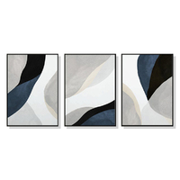 Wall Art 40cmx60cm Abstract Navy Blue 3 Sets Black Frame Canvas